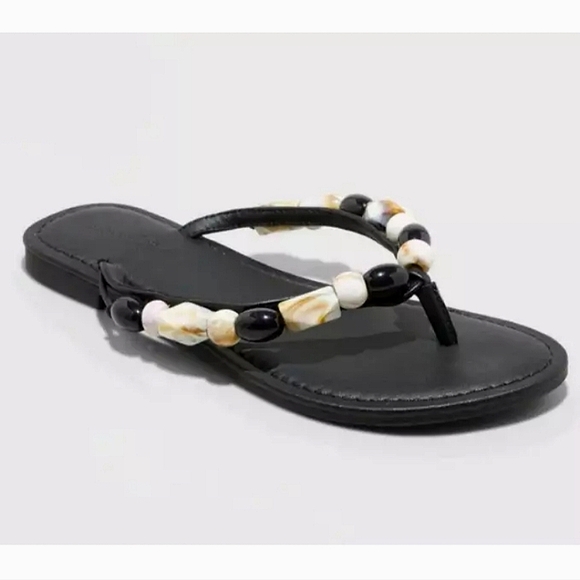 $10 SALE NWT Universal Thread Cindy Chunky Beaded Flip Flop Thong Sandals 6 - Picture 1 of 7